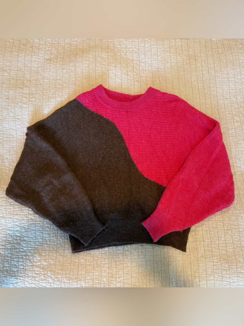 Lush Colorblock Pink & Brown Sweater